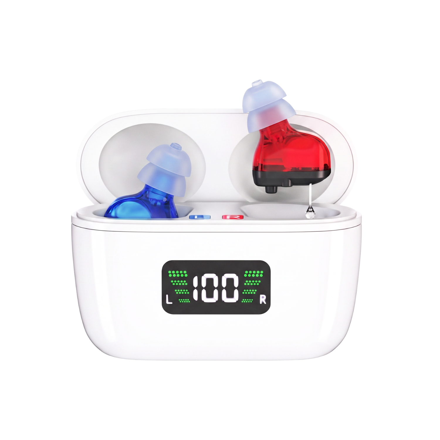 Oricle Pro+ hearing aids in charging case